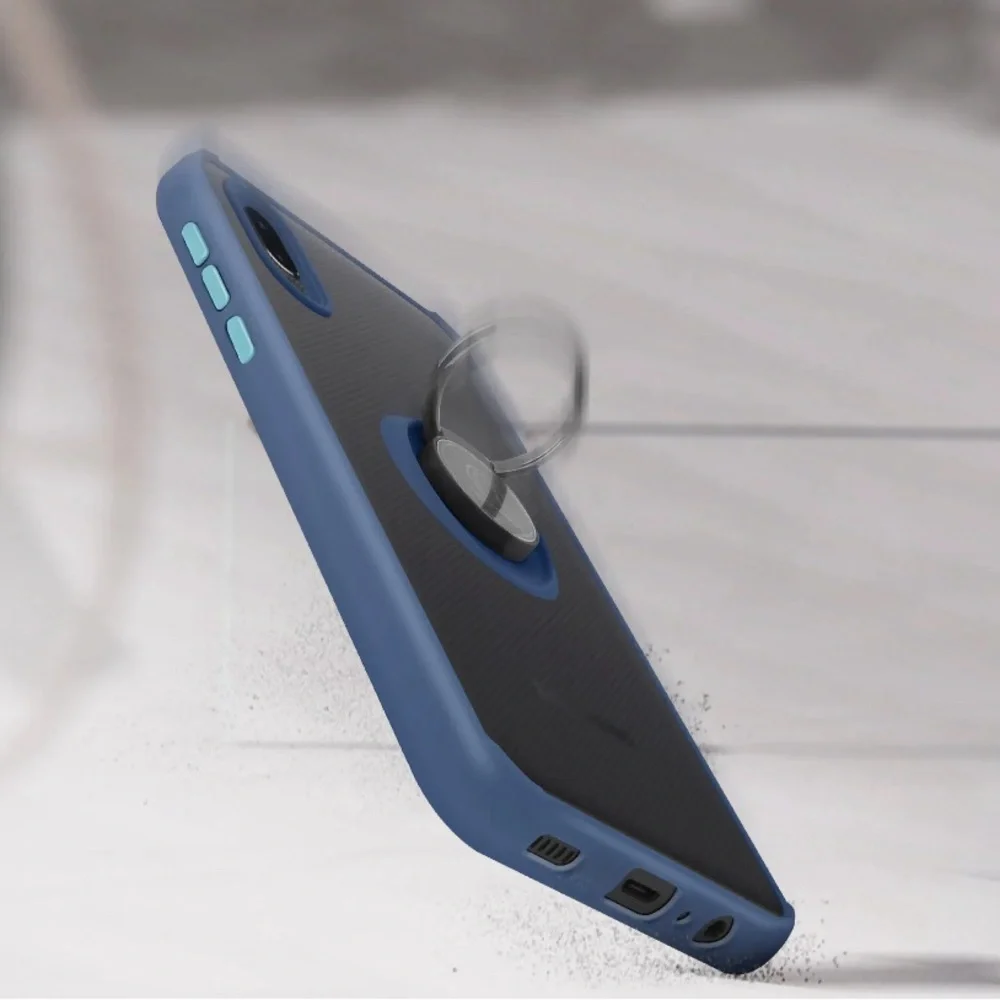 Samsung A01 Bi-material Metal Ring Function Stand blue phone case